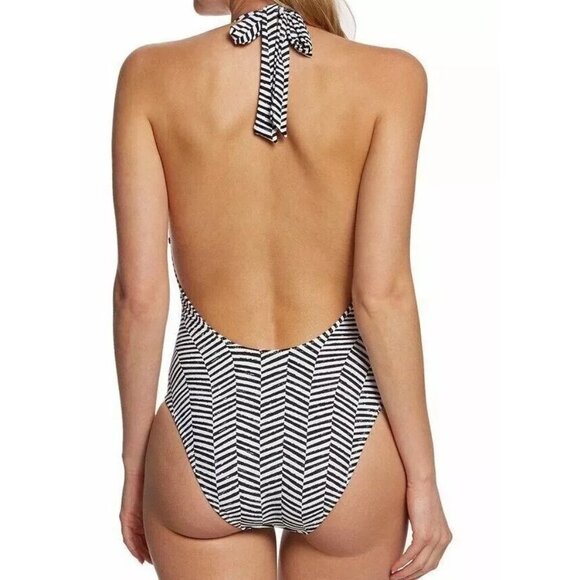 Trina Turk Womens Brasilia V-Plunge One Piece Swimsuit Multi-Colored Size 8 - Picture 4 of 13
